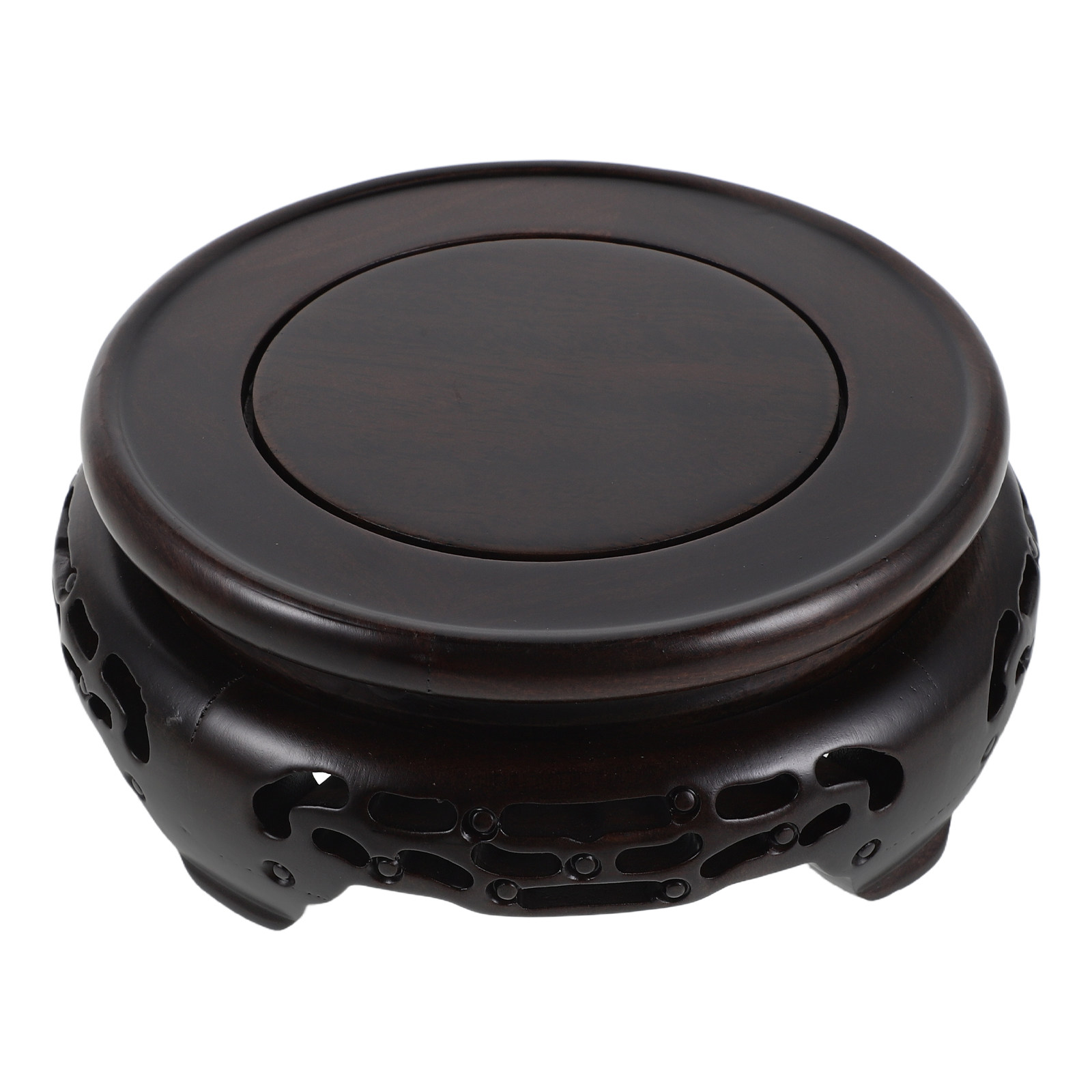 Aquarium Plant Holder - Wooden Vase Display Stand Round Pedestal